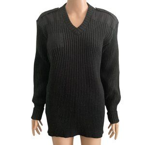 Vintage Logan Military Supply Sweater mens Medium Ribbed Black